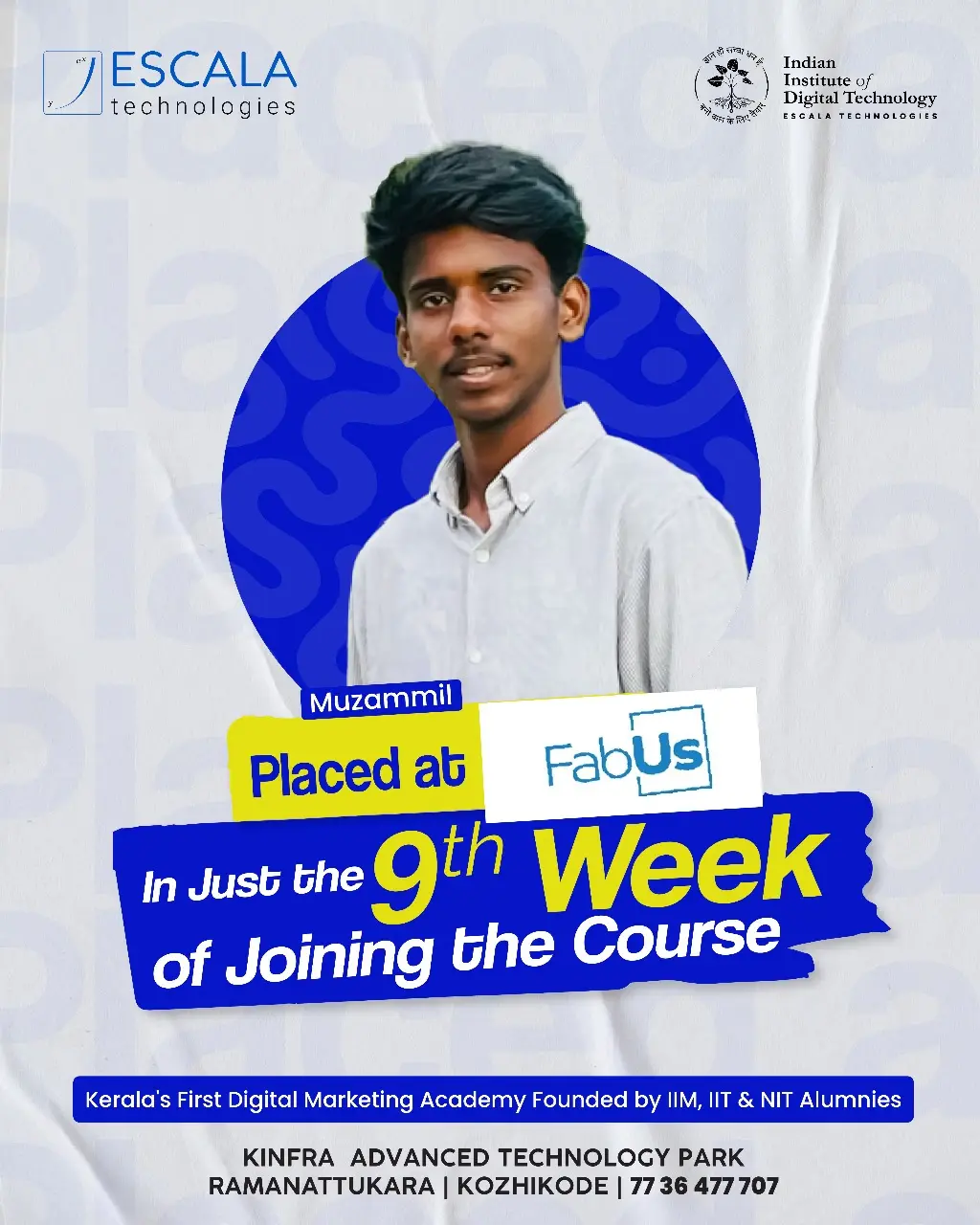 Muzammil celebrating their placement success through our Entrepreneurship with Digital Marketing course.