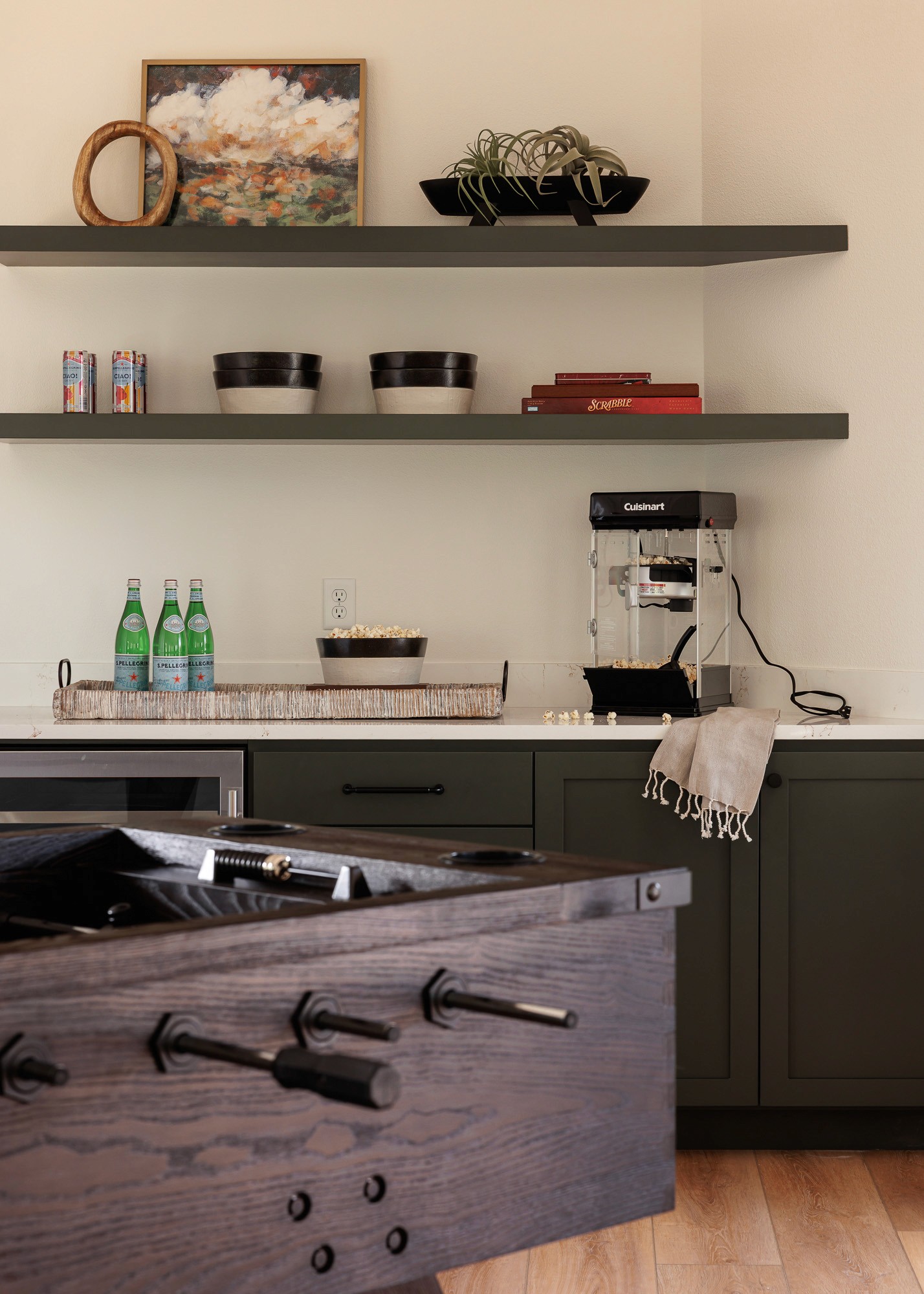 The game room in the Ravensdale House Project designed by Elegant Simplicity in Seattle Washington