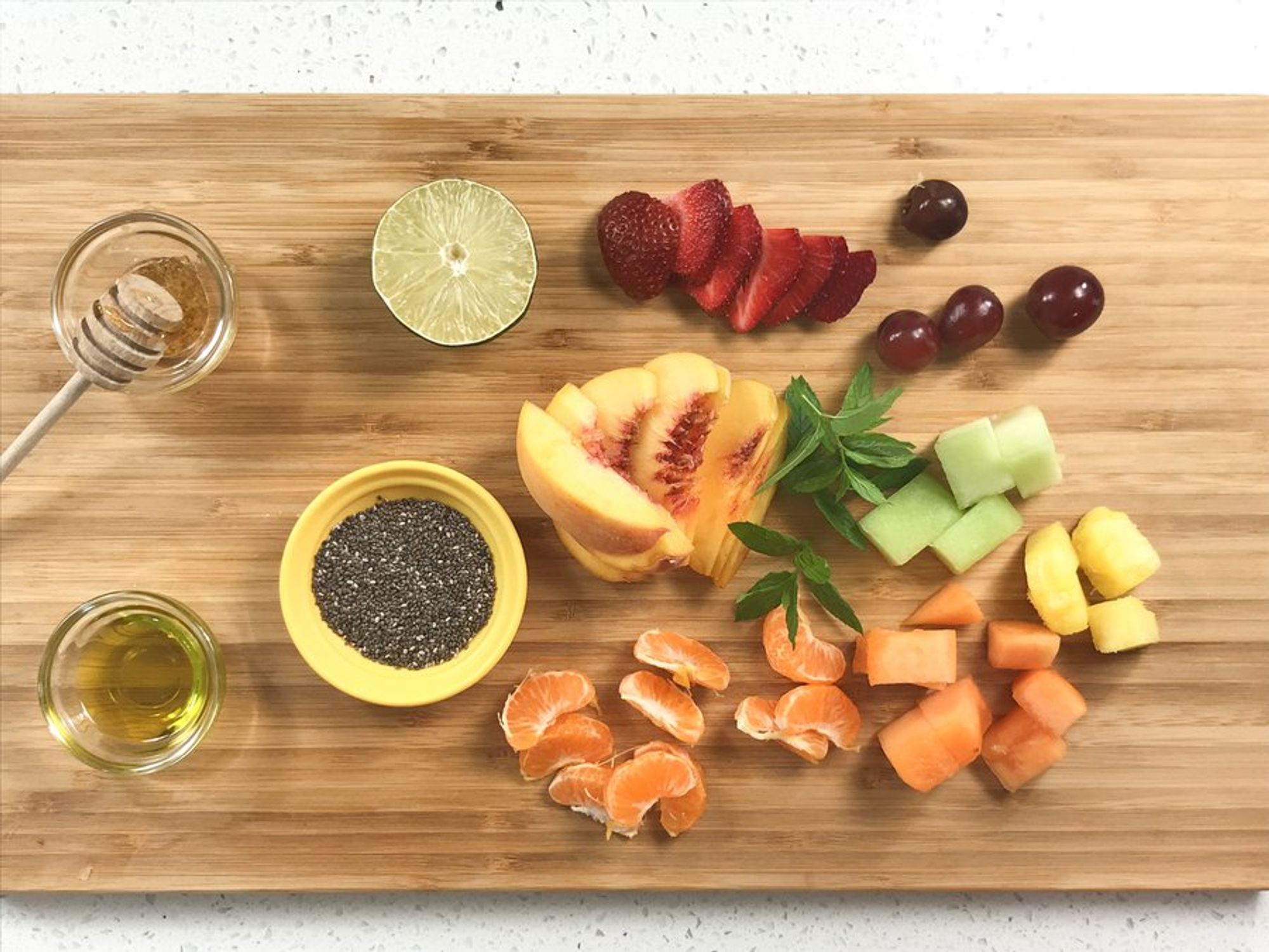 ingredients for mint chia fruit salad