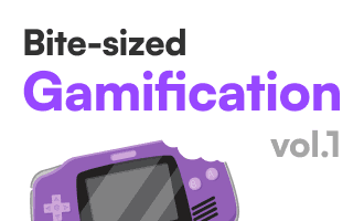 A Purple Gameboy Color with the worlds "Bite Sized Gamification vol.1"
