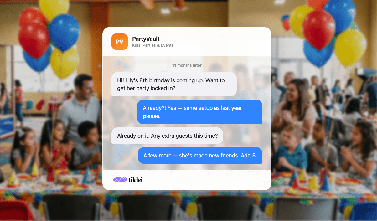 reminder birthday party booking