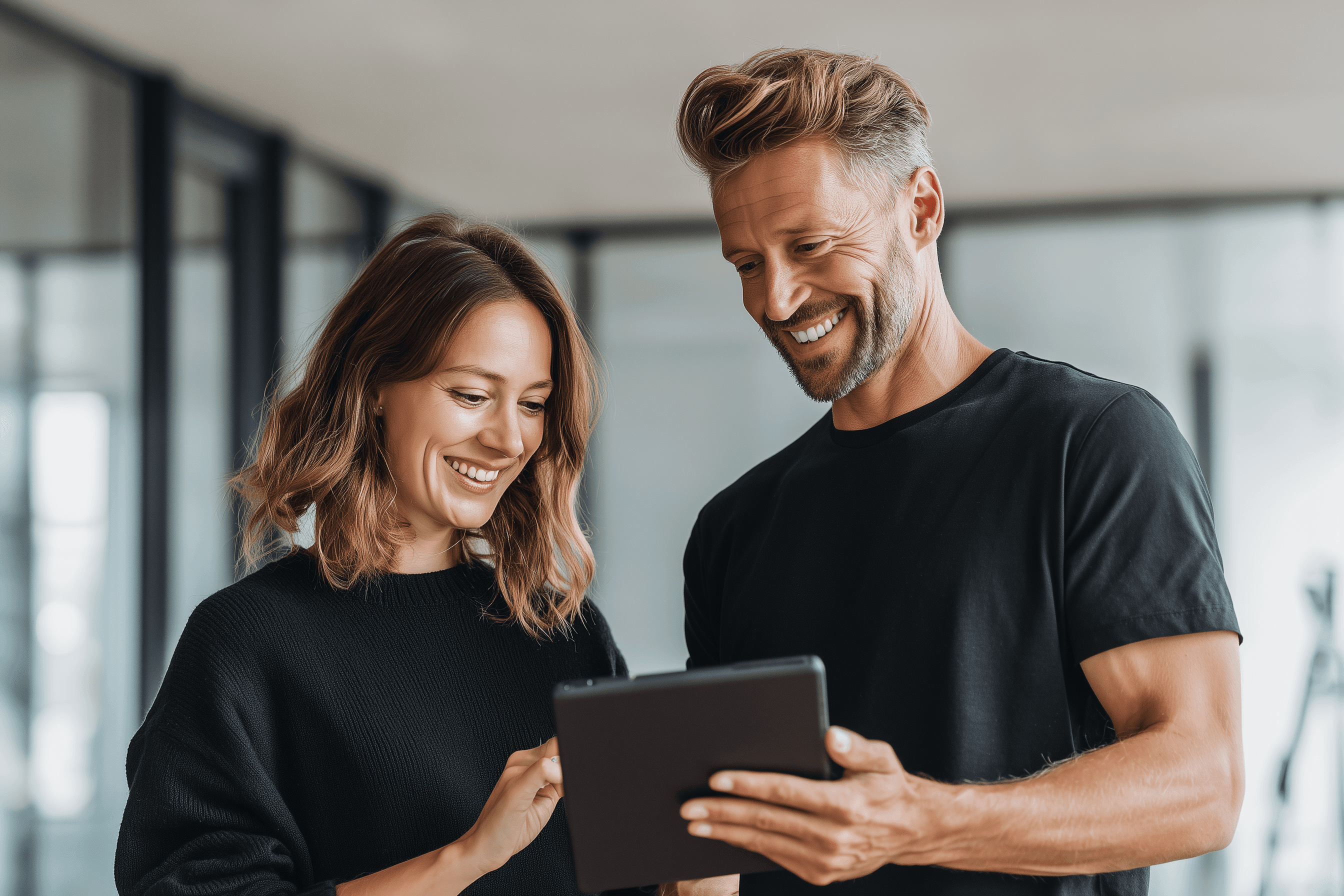 Person in a white off-shoulder top using a MacBook laptop, with text overlay 'What's new in digital?' and the fabrica® logo in the top corner.