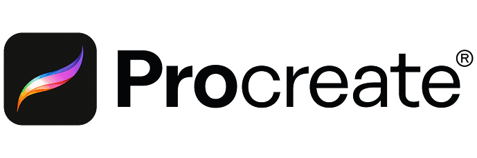 Procreate in black text and their logo