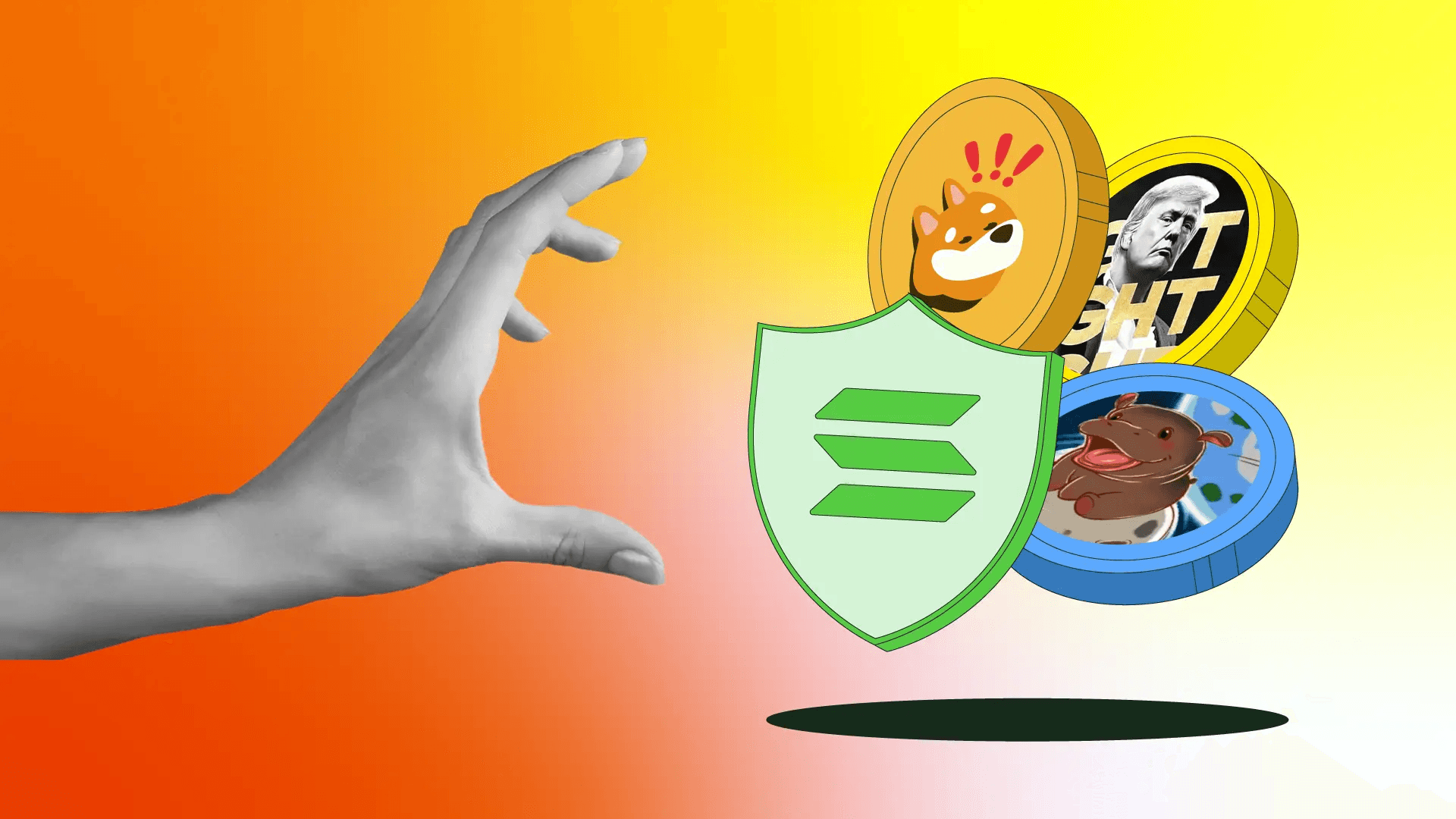Hand reaching for meme coins - How to Buy Memecoins on Solana