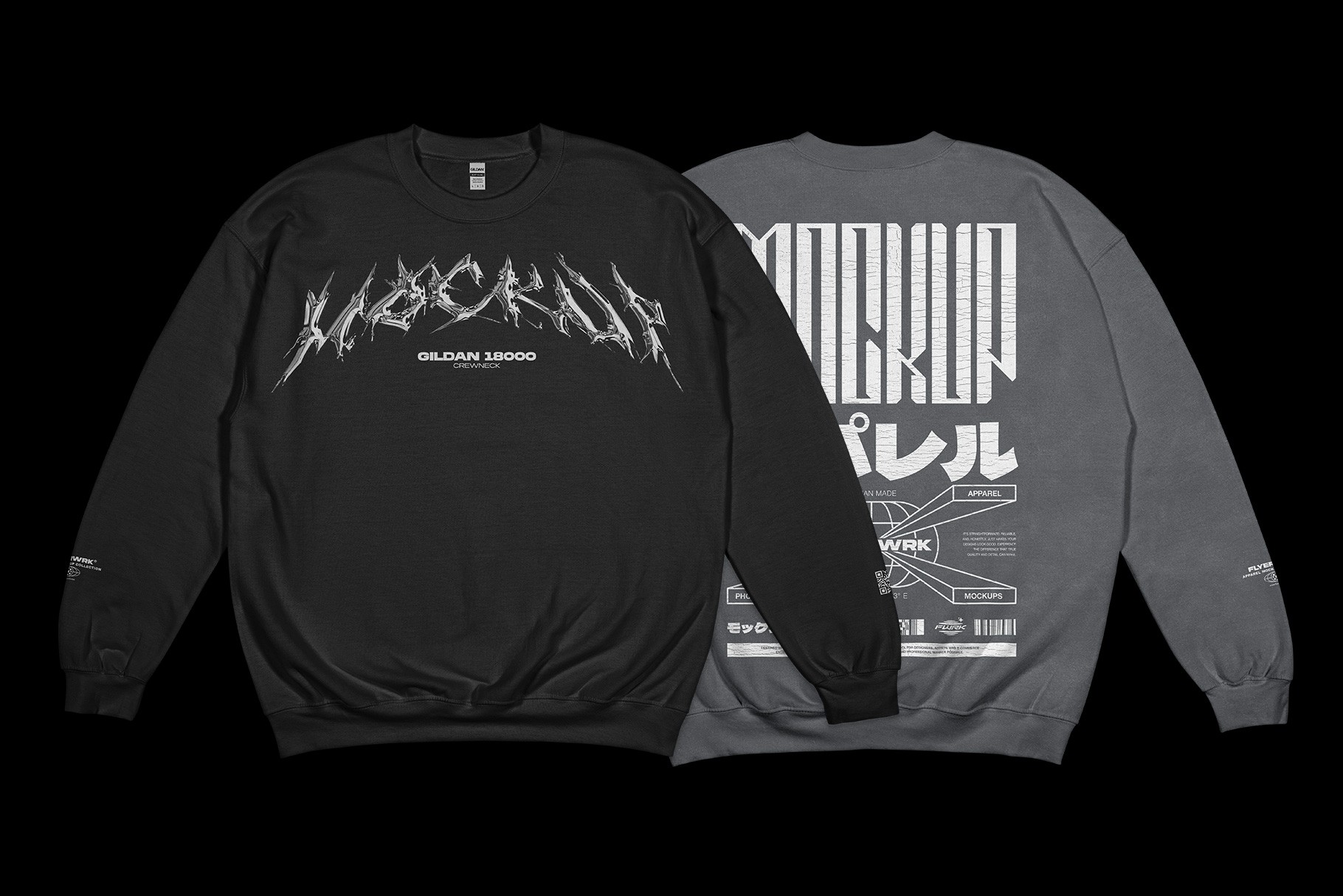 Gildan 18000 Crewneck Flat mockup showing front and back design preview