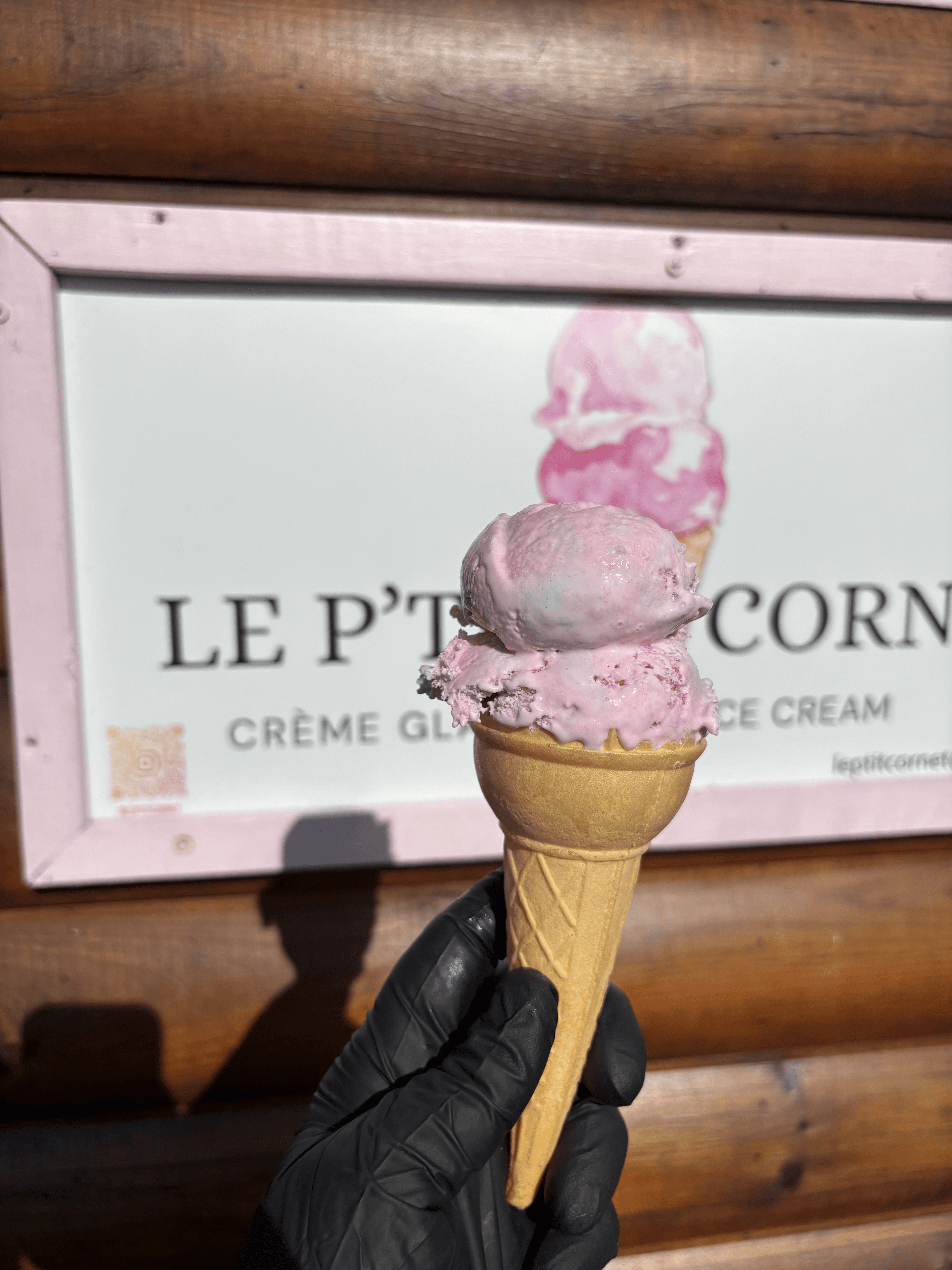 Pink cotton candy ice cream cone