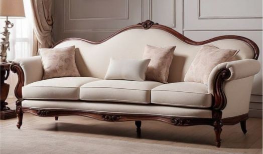 Plum velvet 3-seater with channel tufting and gold-toned legs.