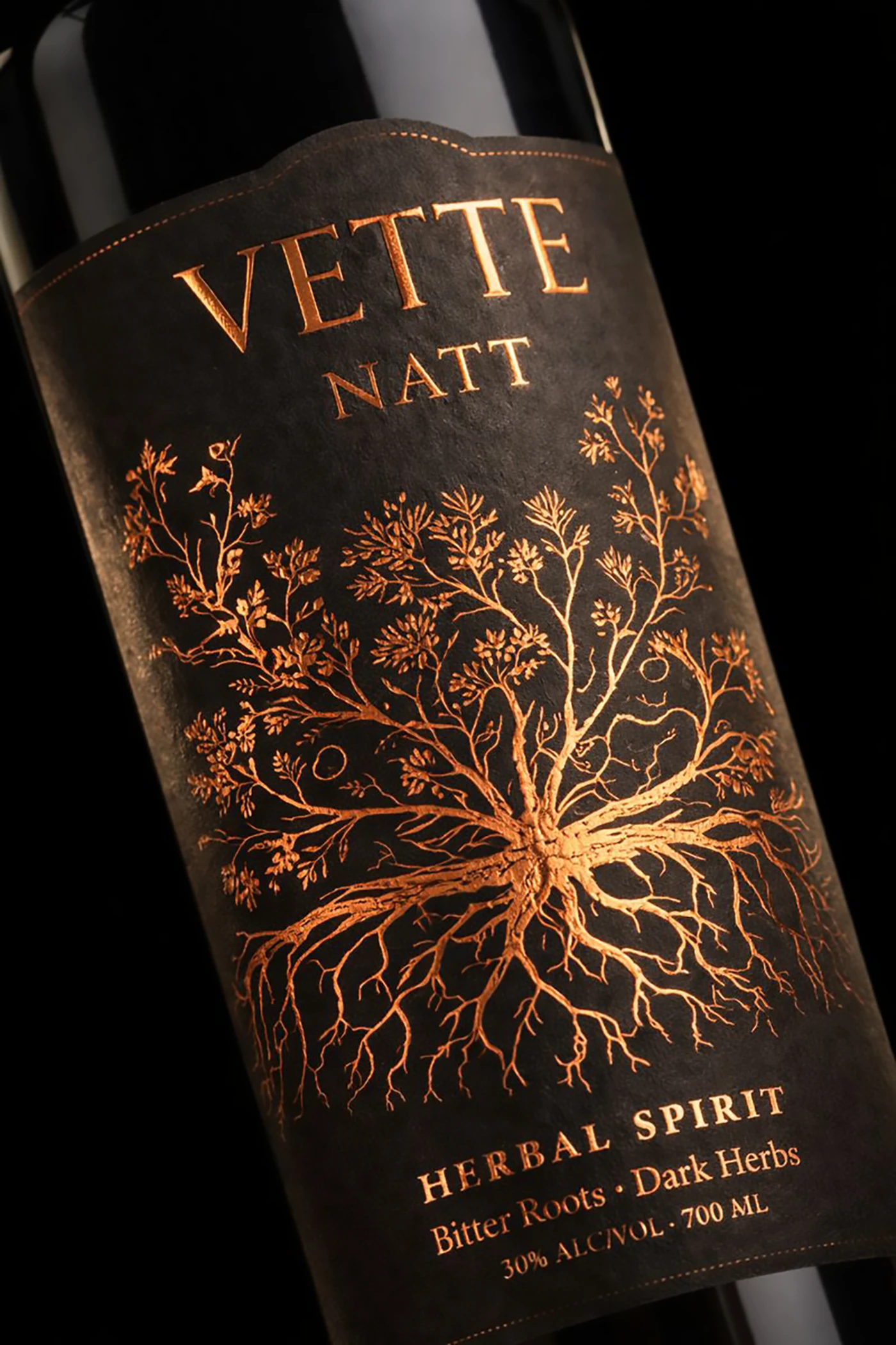 Herbal spirits packaging close up