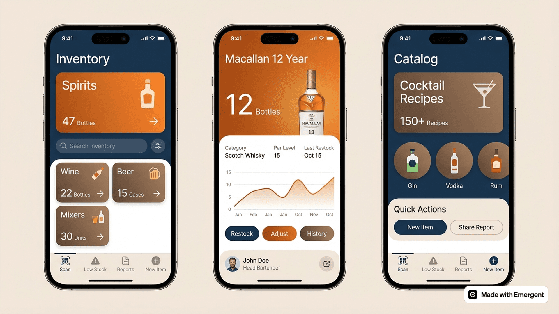 Bartender Inventory App Made With Emergent
