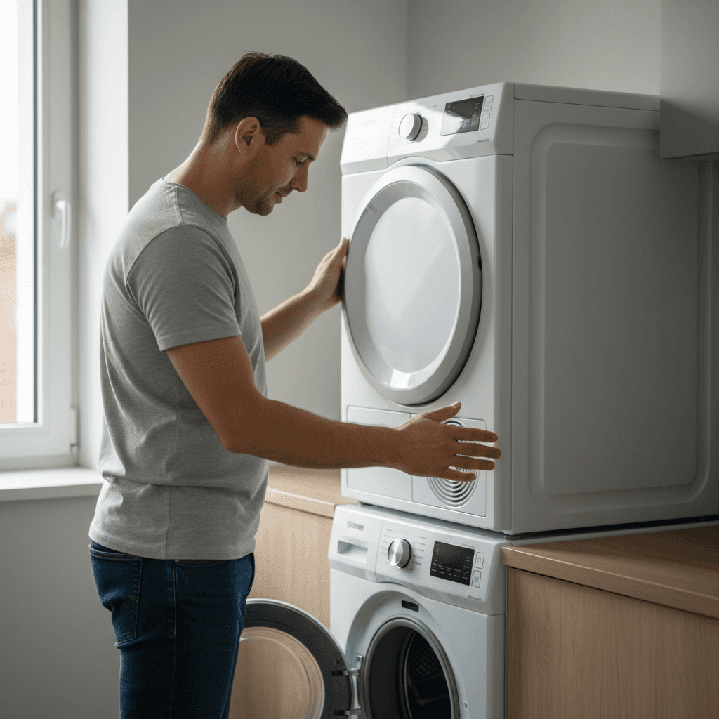 photo d'un homme optimisant sa consommation d'électricité en fonction des heures creuses en lançant au bon moment sa machine à laver