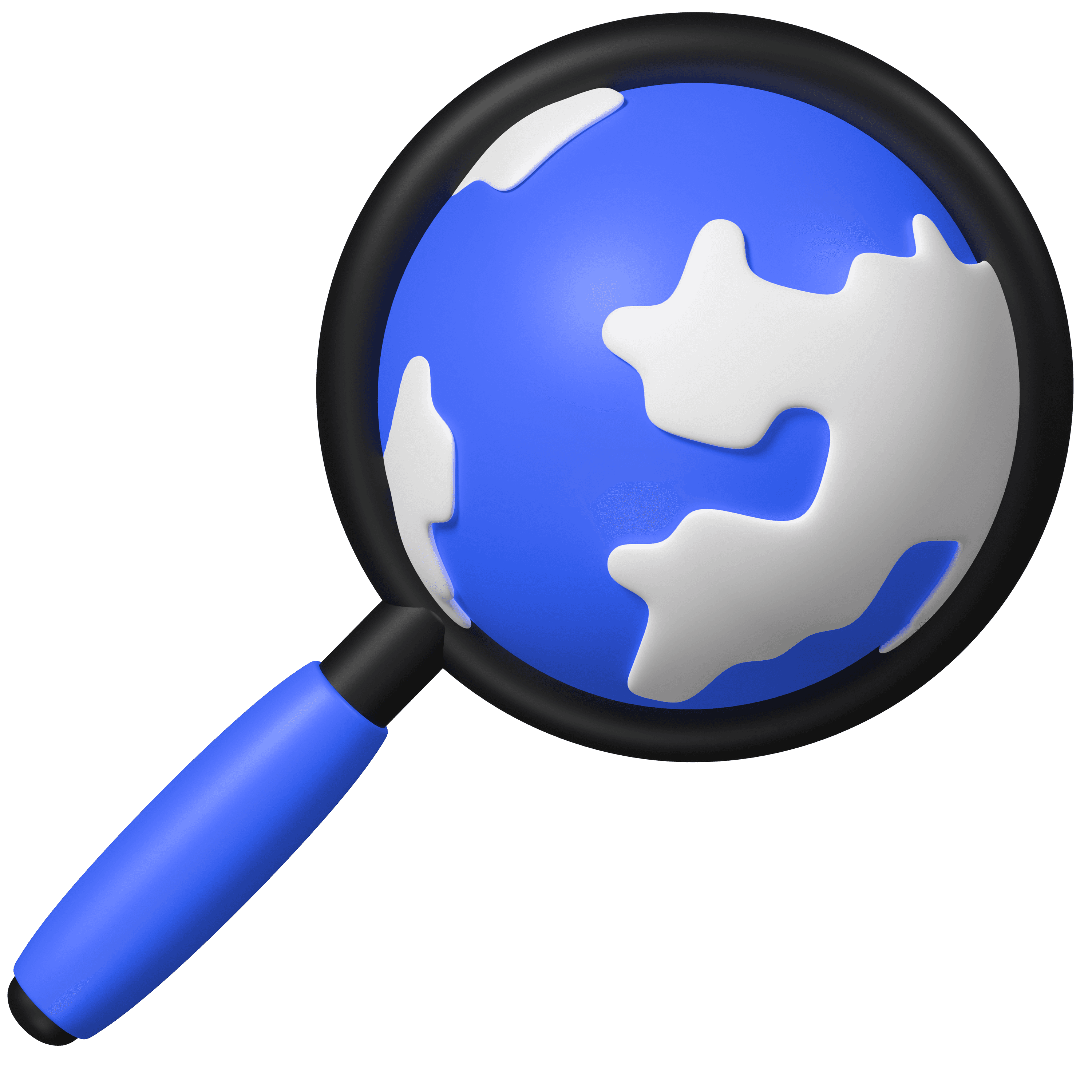 Magnifying glass and globe around the globe