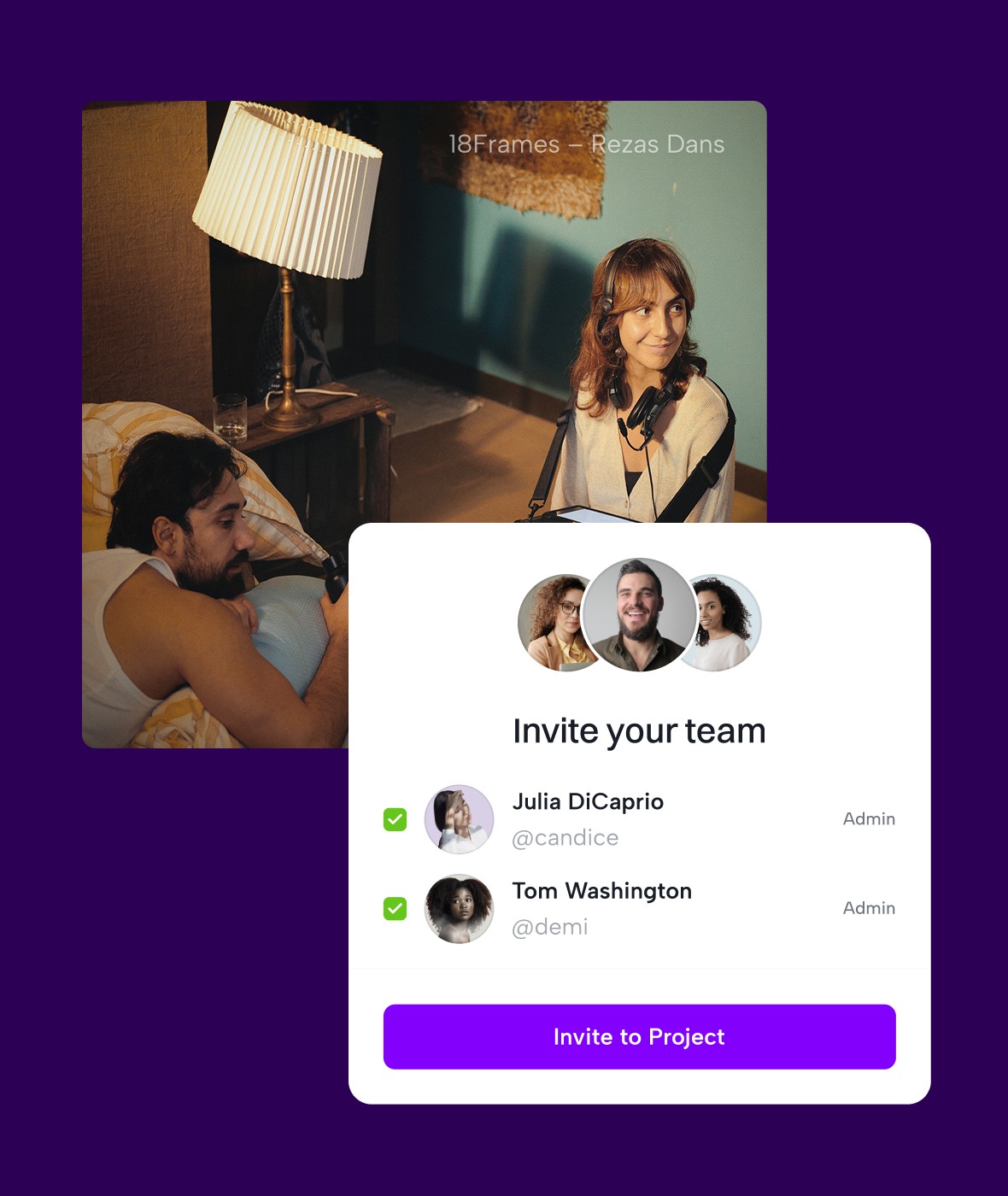 Image showing how you can add unlimited users to any plan in Connie, because film projects scale up and down and we dont want you to pay per user.