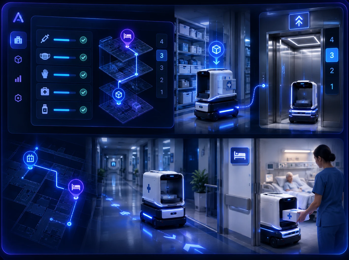 Hospital delivery robot takes the elevator to bring supplies to the ward