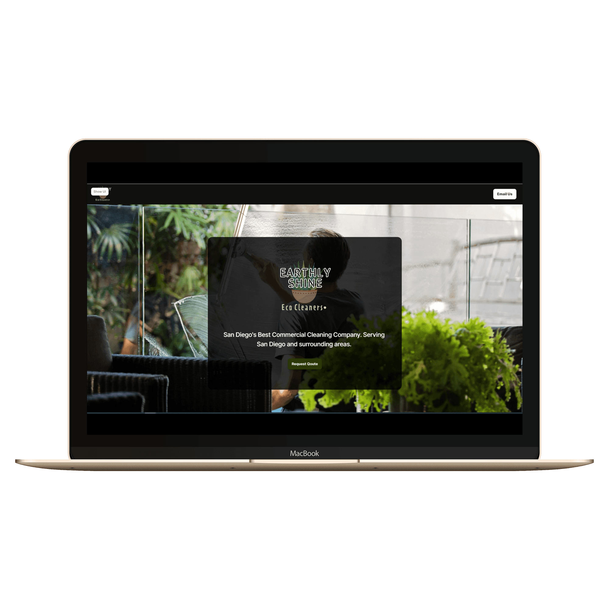 laptop with mockup of eco cleaning website