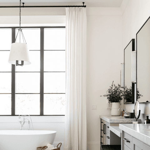 Bathroom with drapery