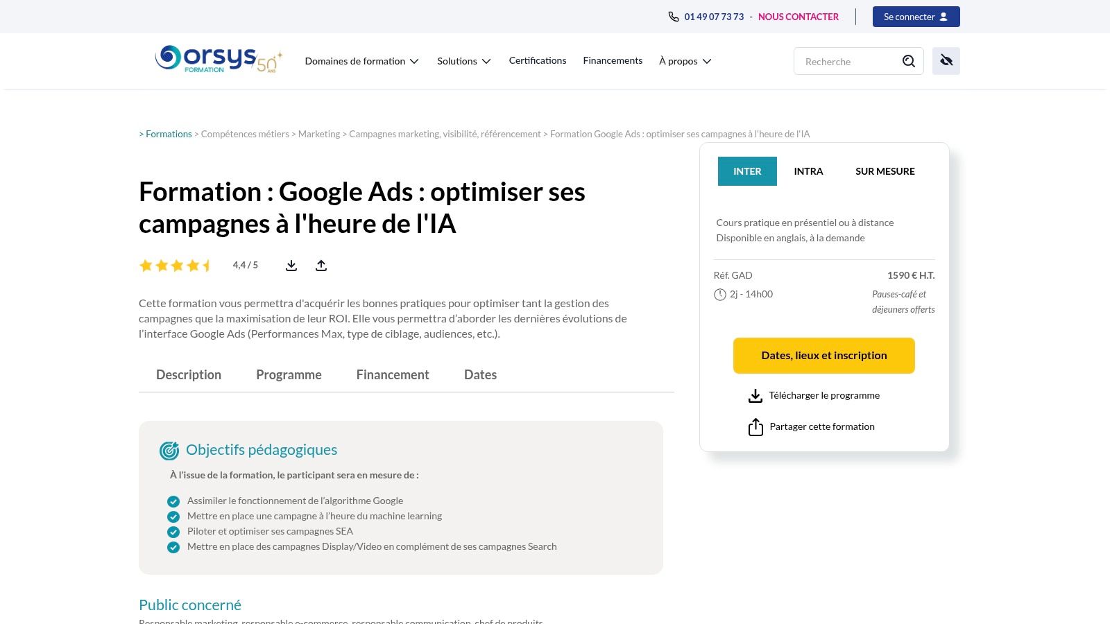 ORSYS – “Google Ads : optimiser ses campagnes à l’heure de l’IA”