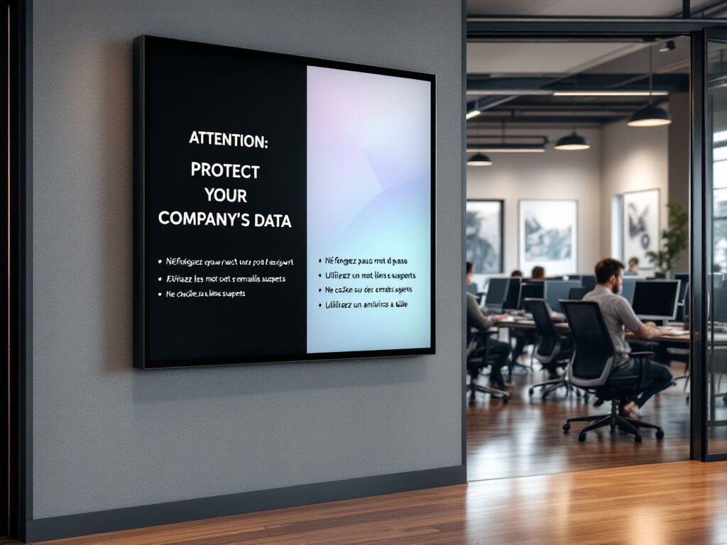 Cybersecurity awareness content on digital signage