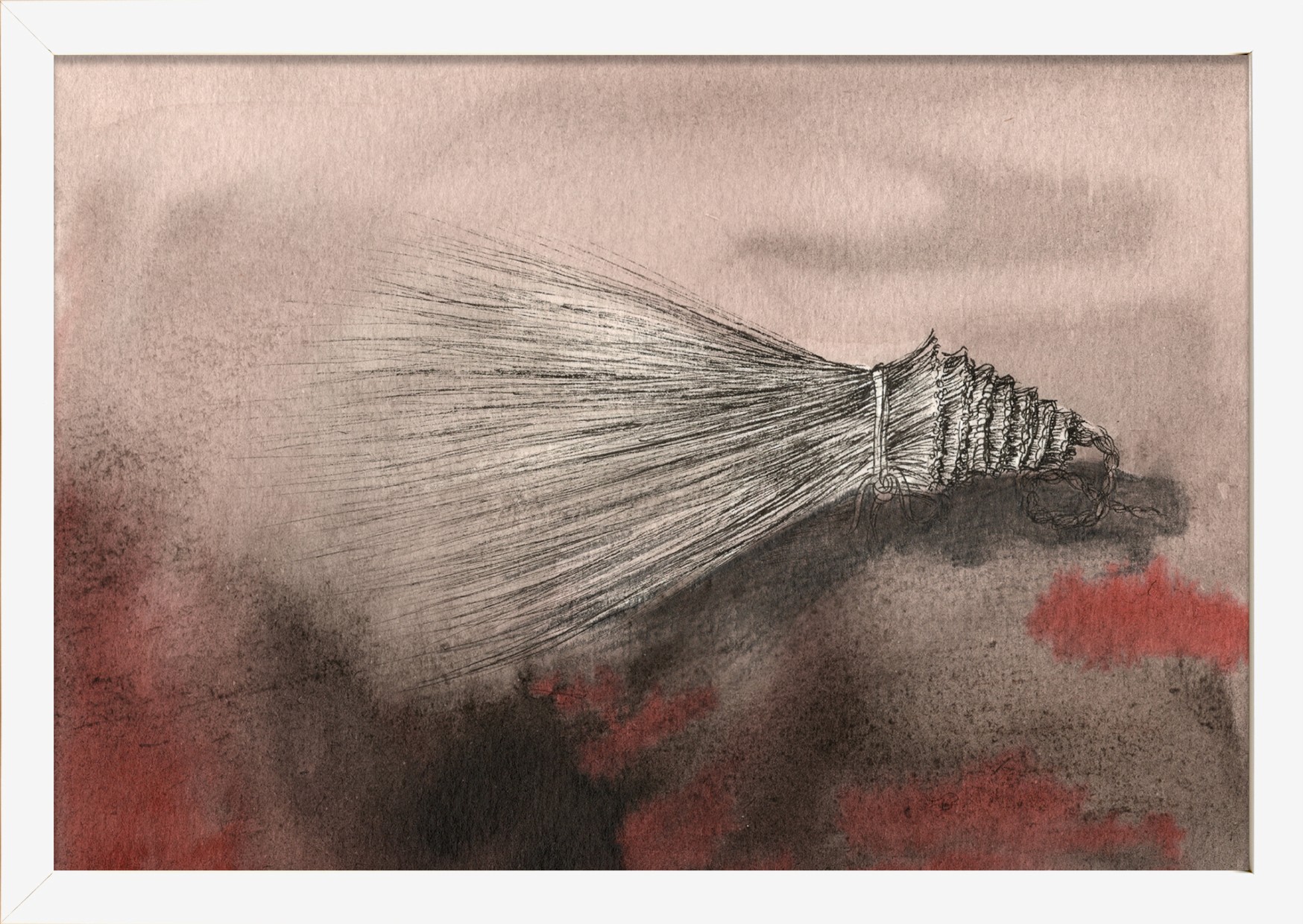 herd of sheep on road painting