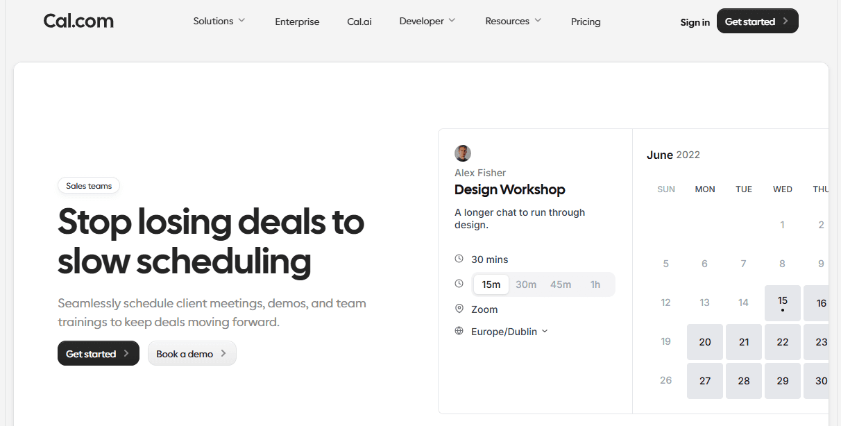 Screenshot of Cal.com homepage