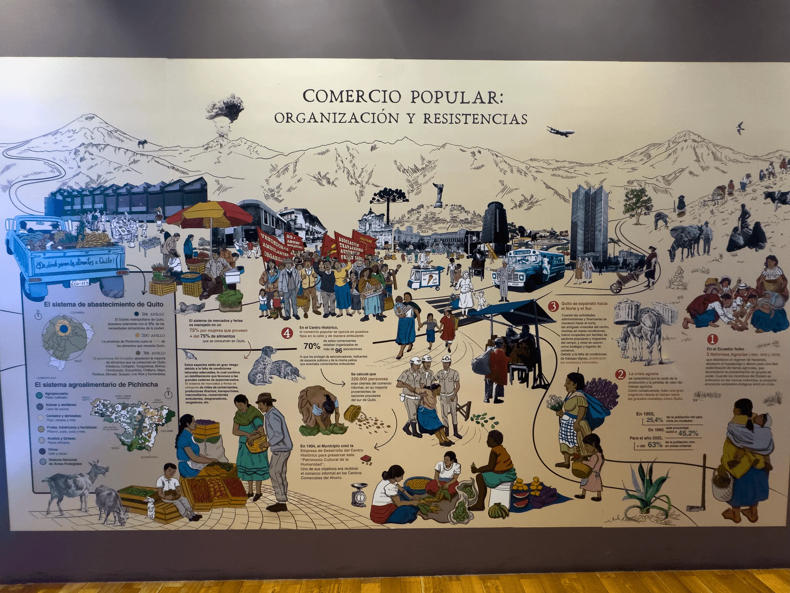 Panneau explicative de la grève des commerces en Equateur