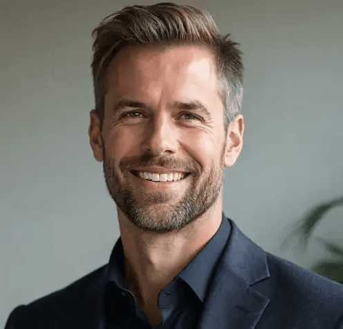 Marcus Holm, independent consultant, smiling in a modern office