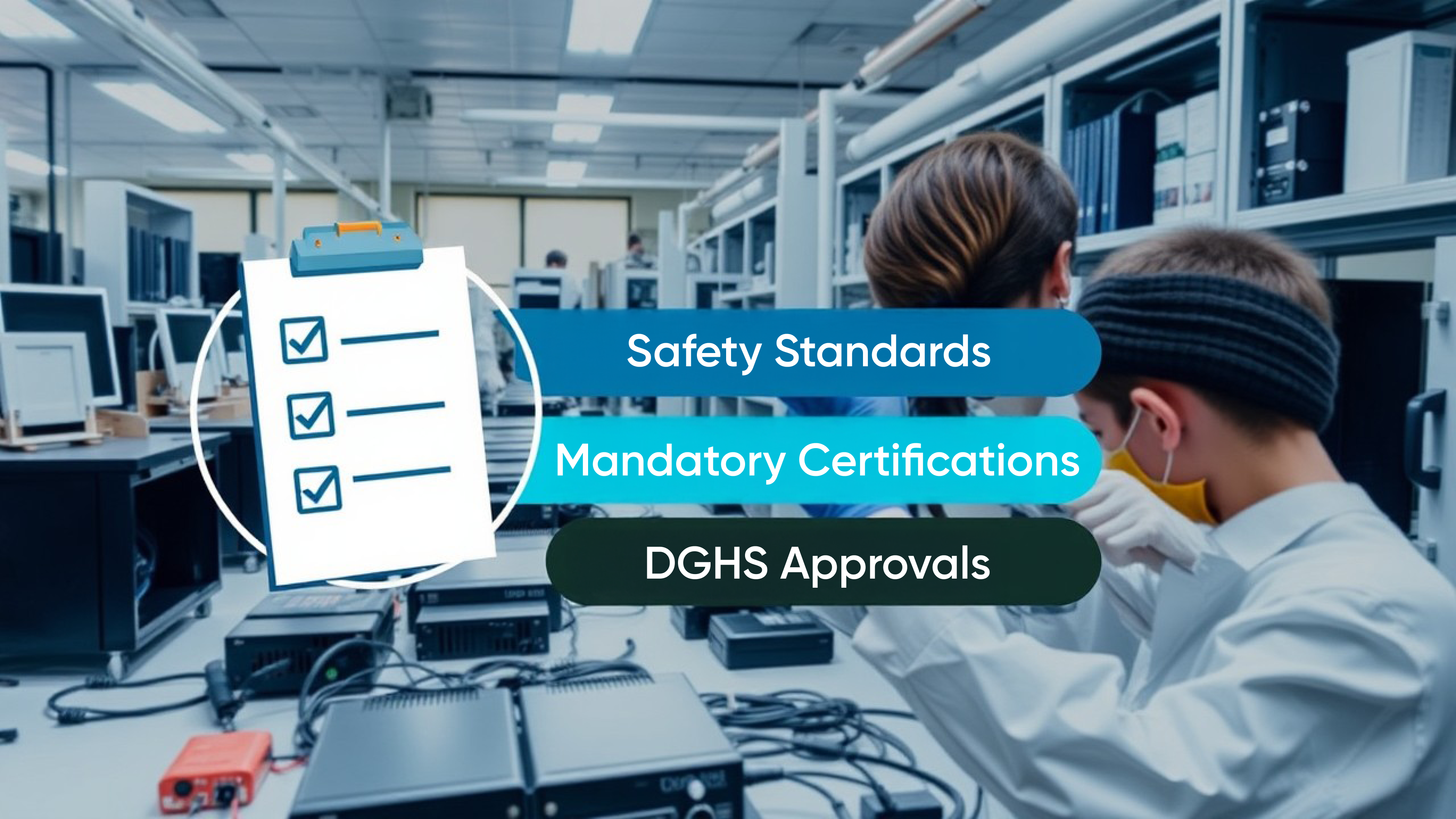 Checklist of safety standards, mandatory certifications, and DGHS approvals in a laboratory setup