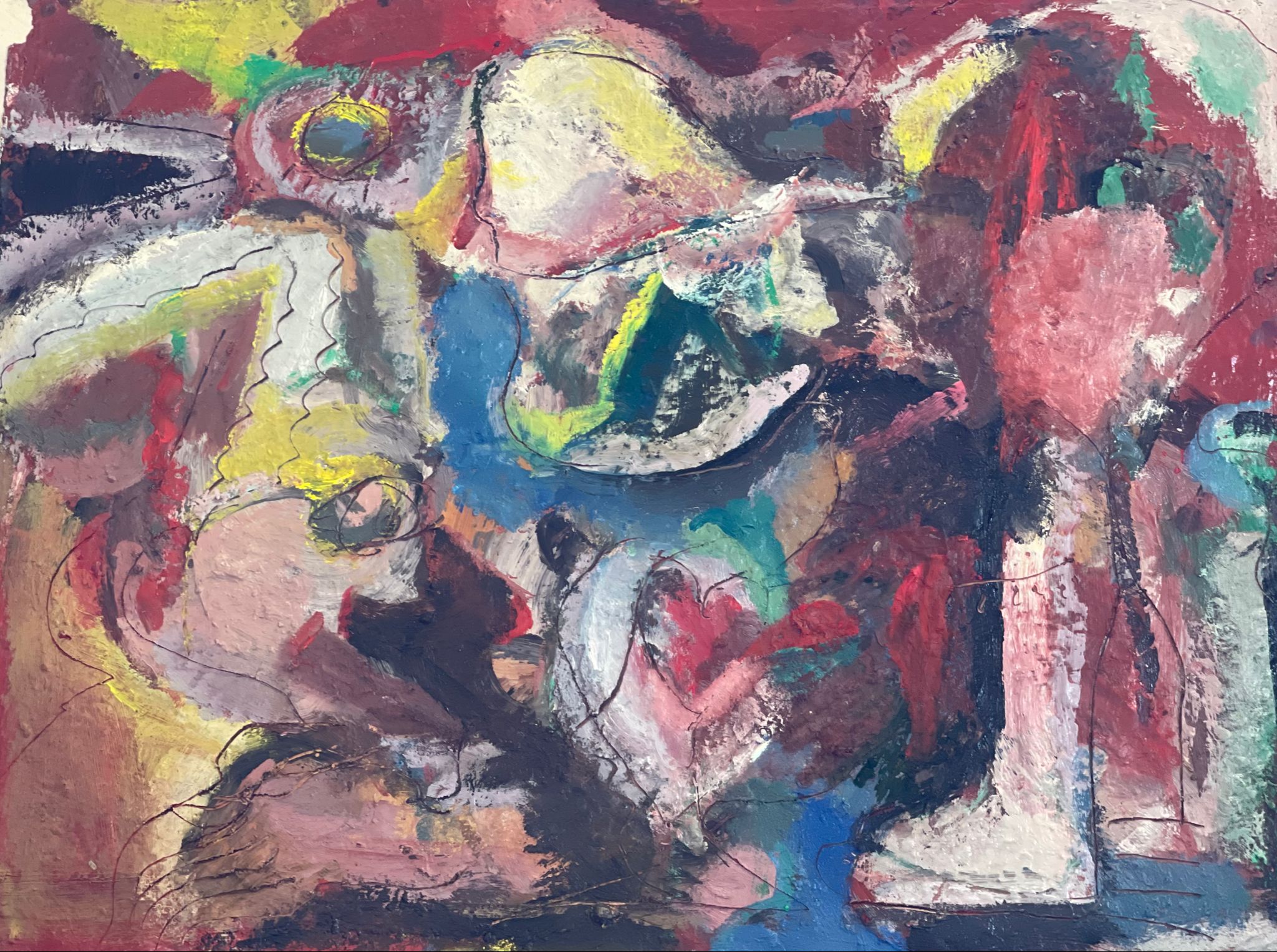 Whims and Fancies by Szuchia Lynn – close-up of expressive brushwork and layered textures in a vibrant oil painting