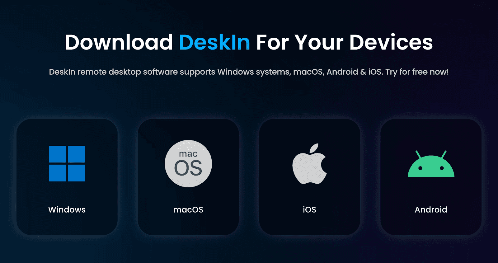 Download DeskIn for Windows, macOS, iOS and Android