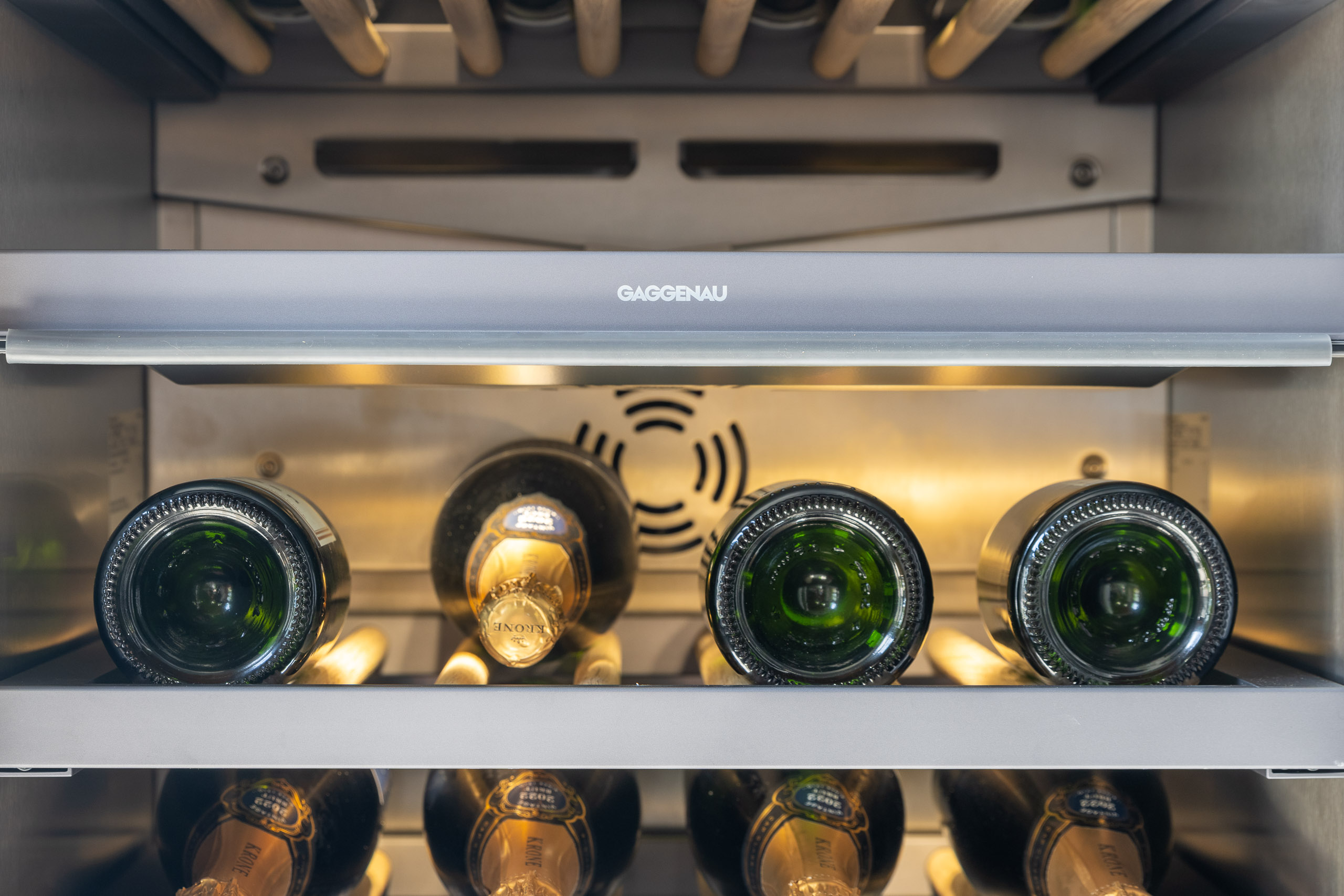 blue shaker kitchen island with curved edges