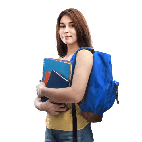 A smilintg girl holding books