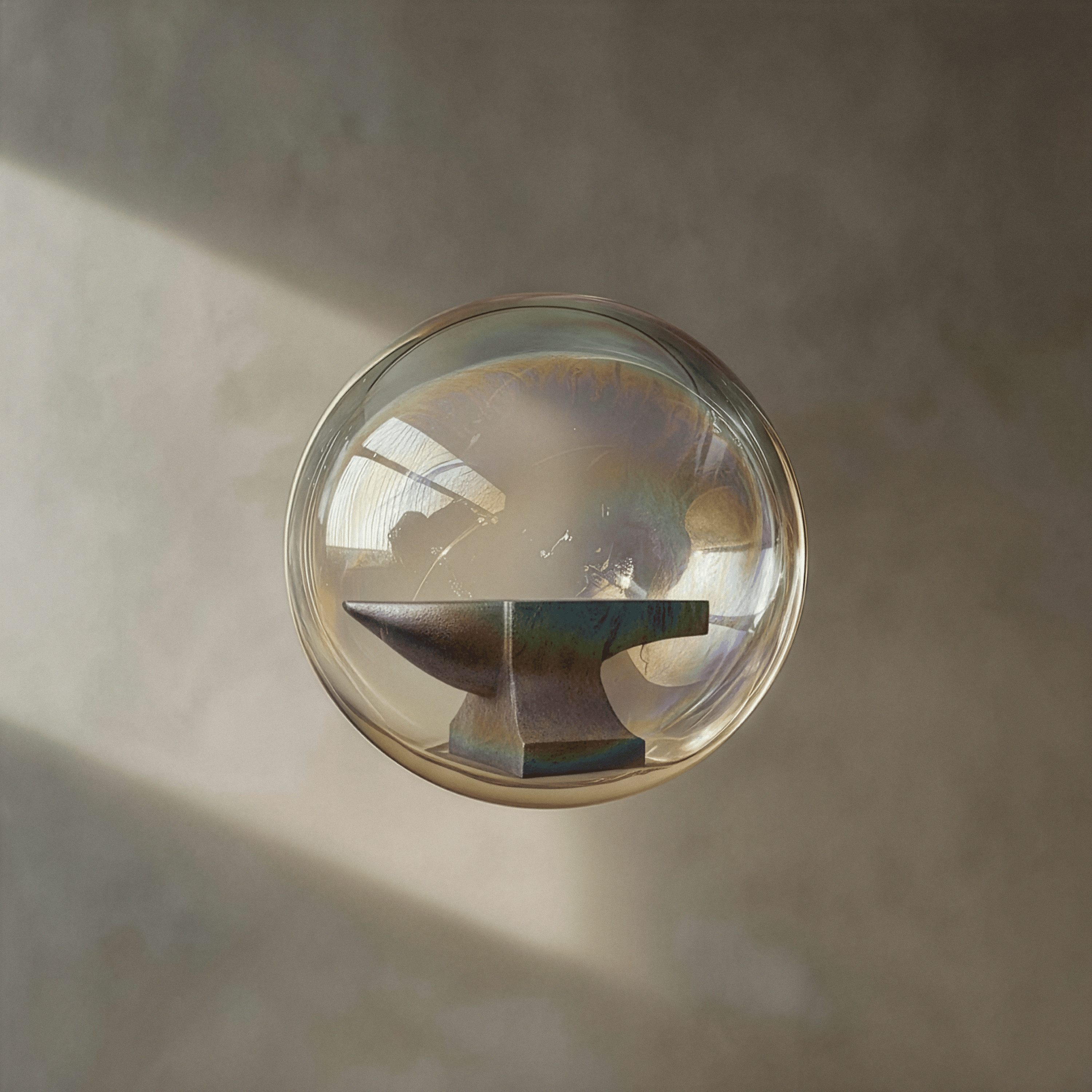 an anvil floating in a bubble