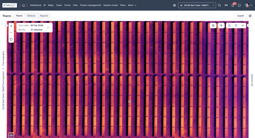 Colorful heatmap with vertical lines, representing data values across a series of categories.