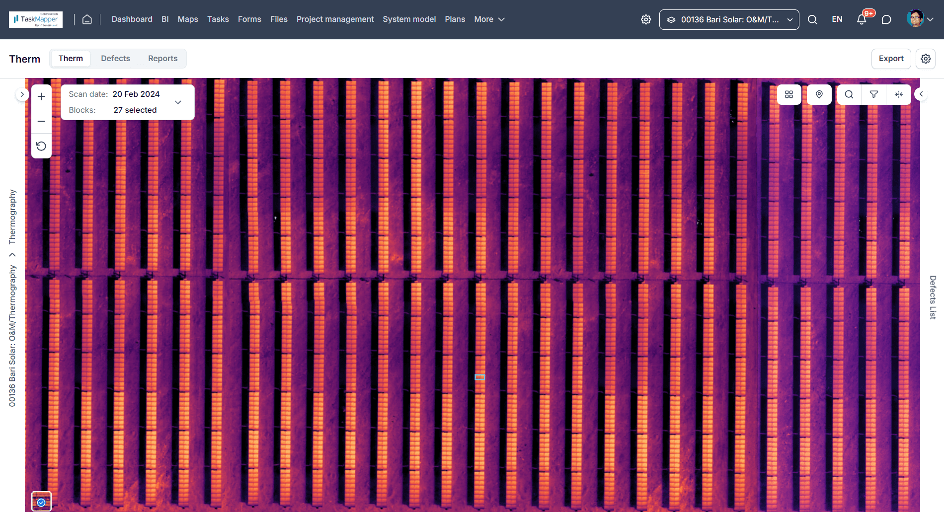 Colorful heatmap with vertical lines, representing data values across a series of categories.