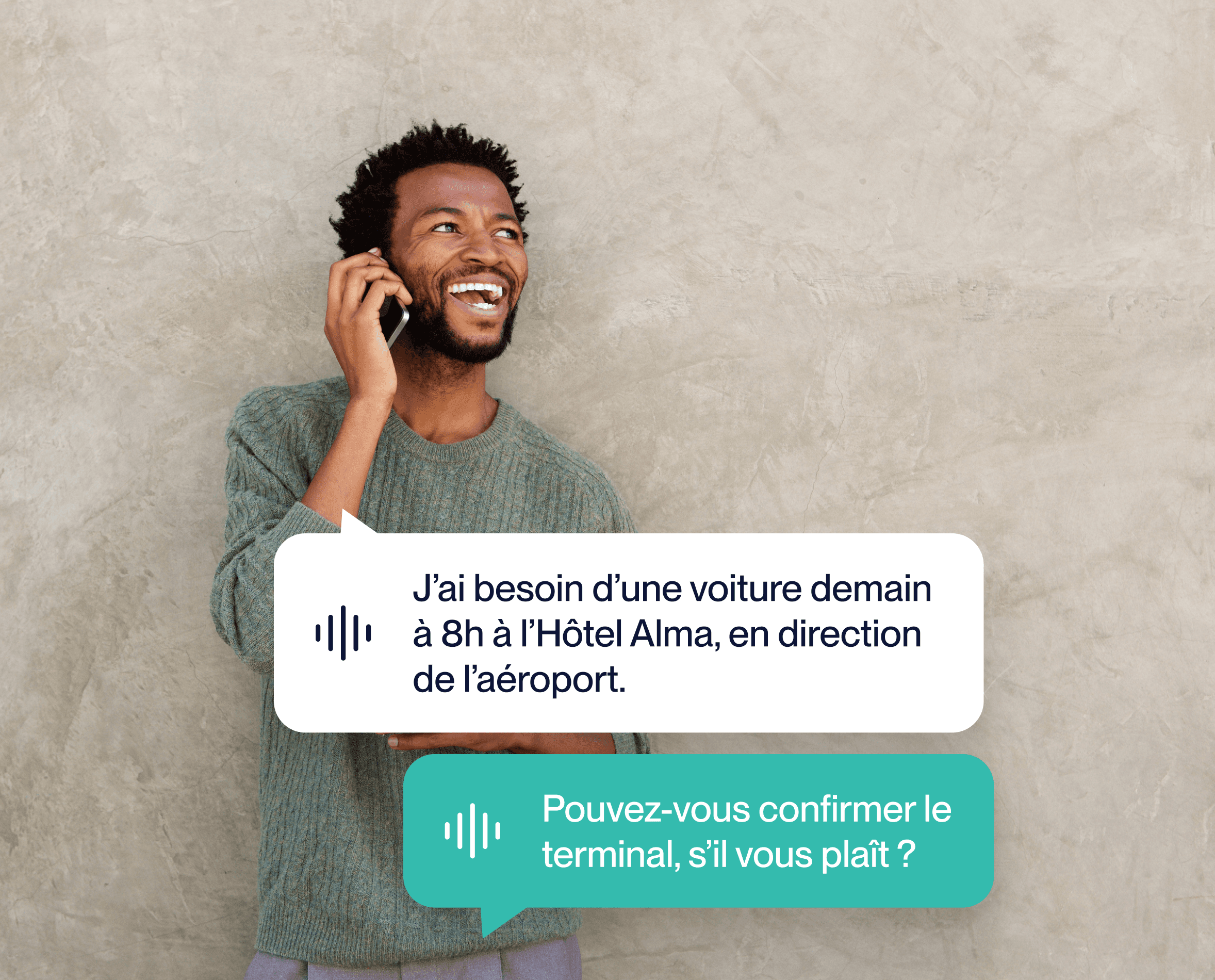 Man talking on phone booking a taxi