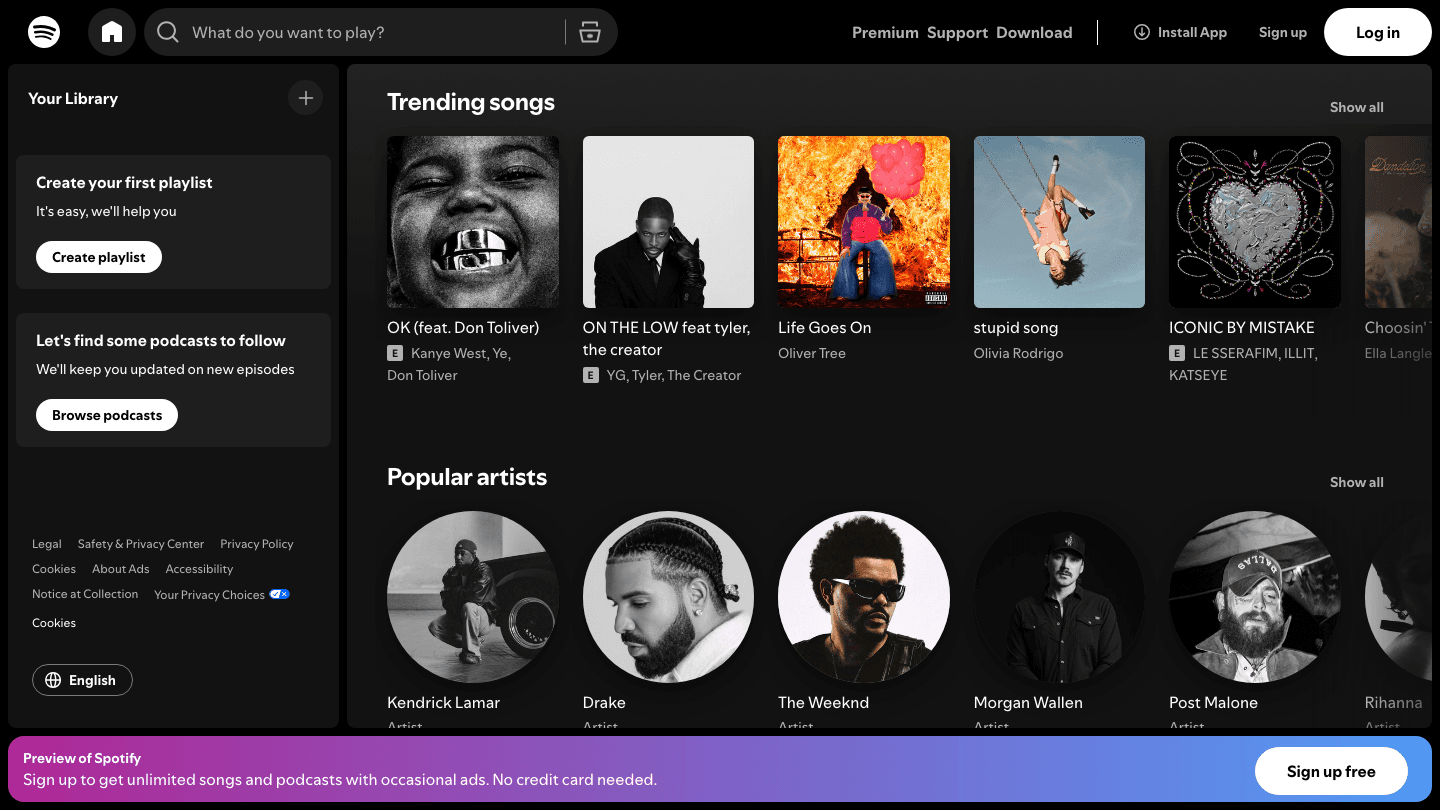 Spotify music and podcast streaming app
