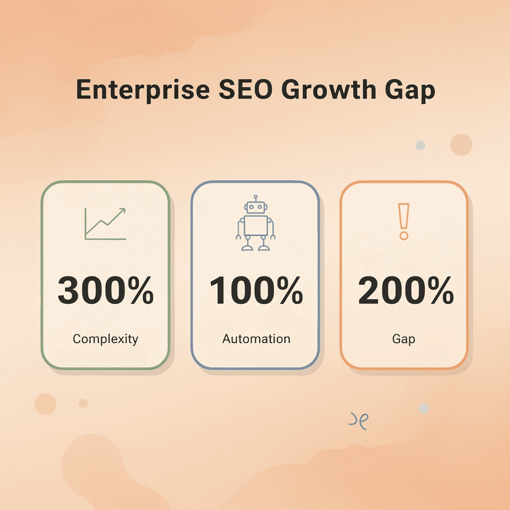 Statistics showing 300% complexity growth vs automation capabilities
