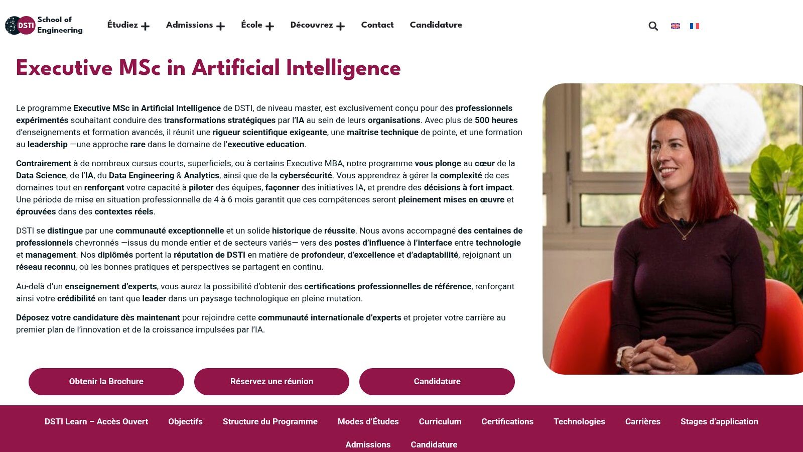 DSTI School of Engineering – Executive MSc in Artificial Intelligence