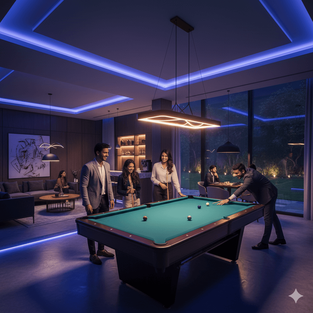 M3M Sultanpur Lucknow indoor games room with billiards