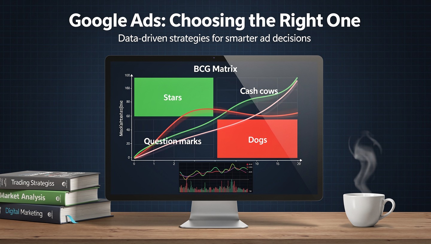 A detailed digital illustration of a THE BCG MATRIX on a computer screen