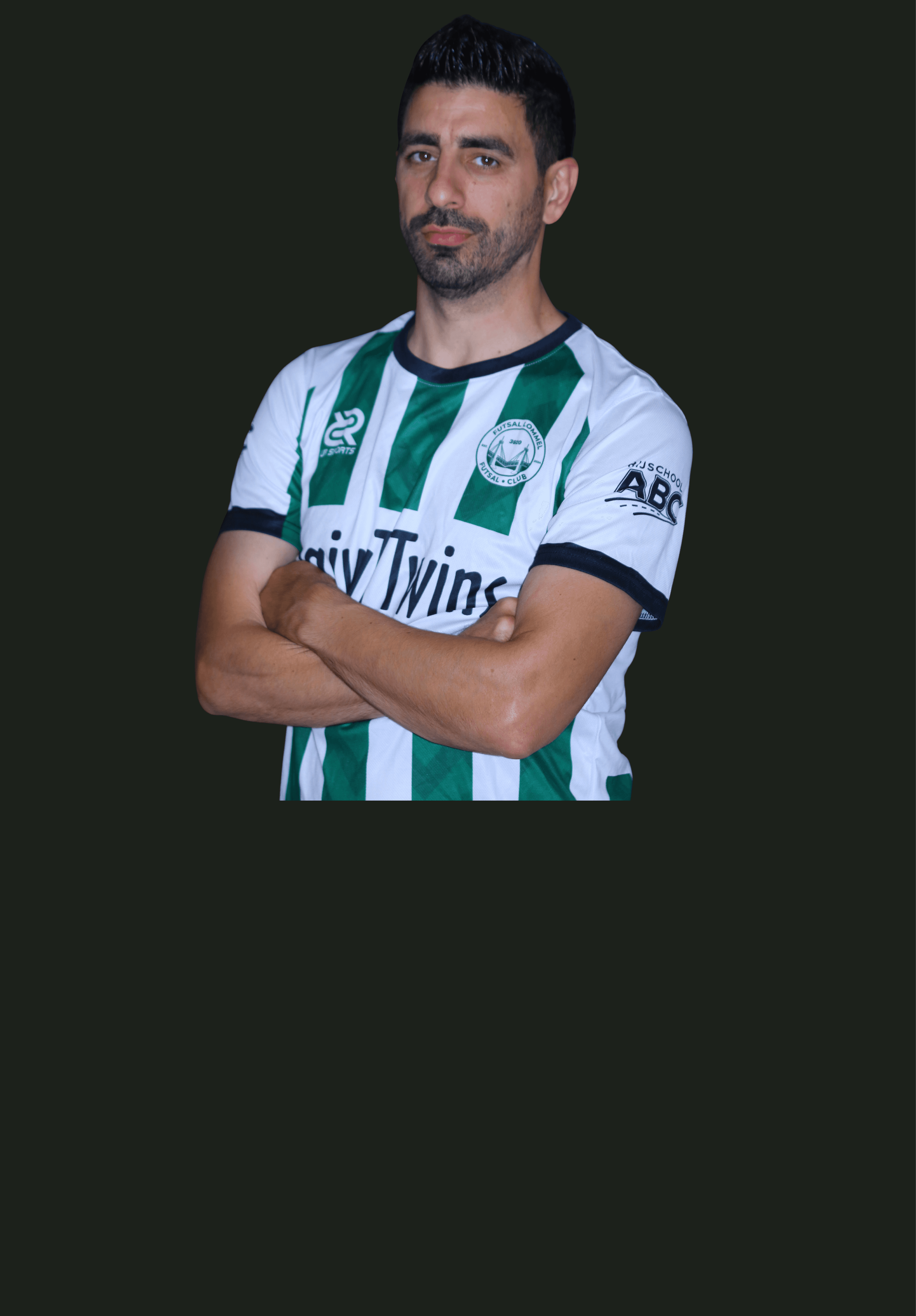 Player standing for camera.