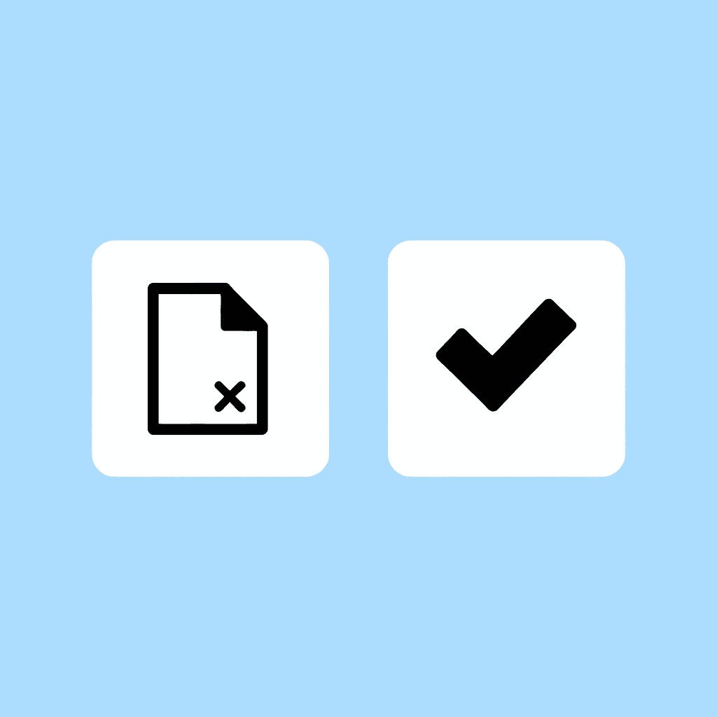 Comparison showing effective document review (checkmark) versus busy but unproductive review (X)