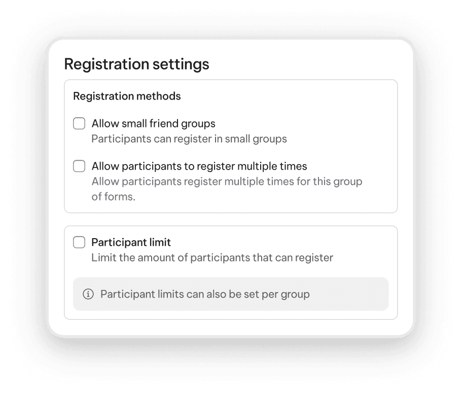 TeamLinkt's Registration's form settings 
