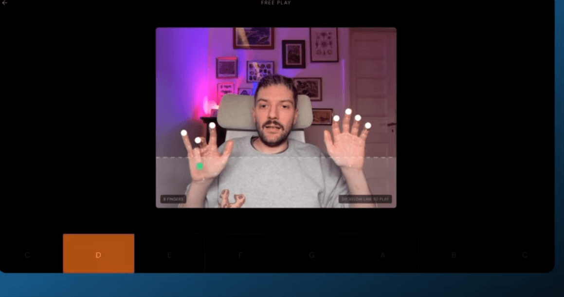 Screenshot of the air piano.