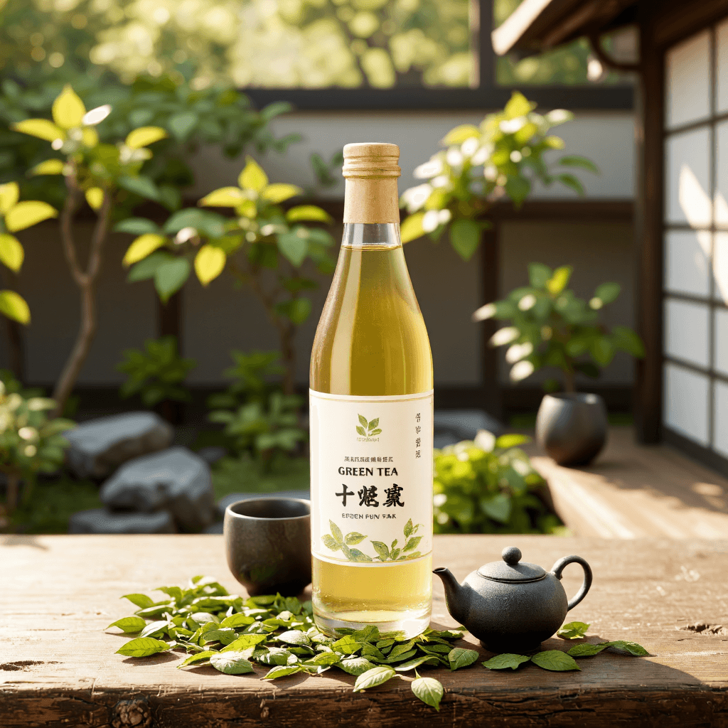 product photography of a bottle of green tea