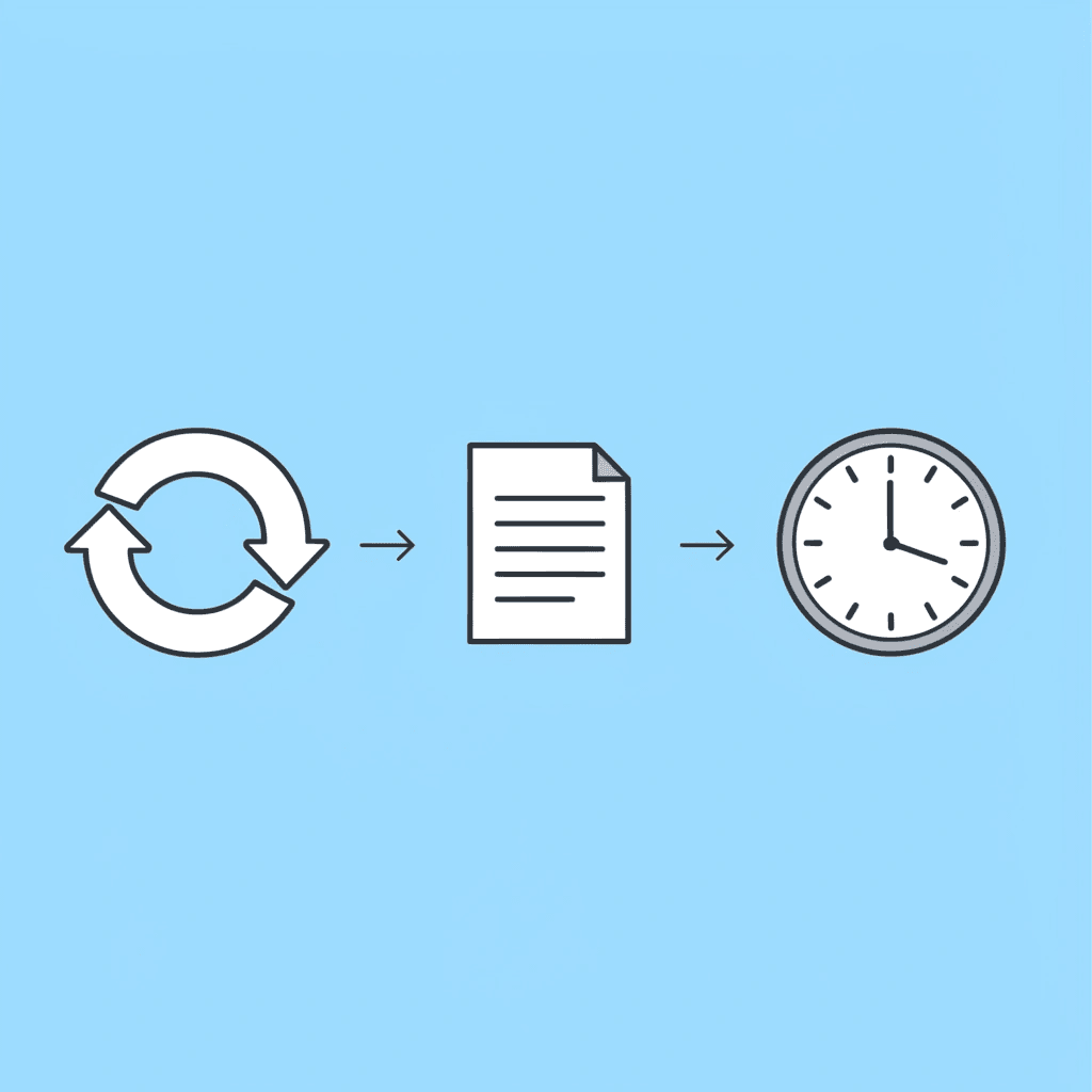 Three-step flow showing how static templates lead to manual work and inefficiency