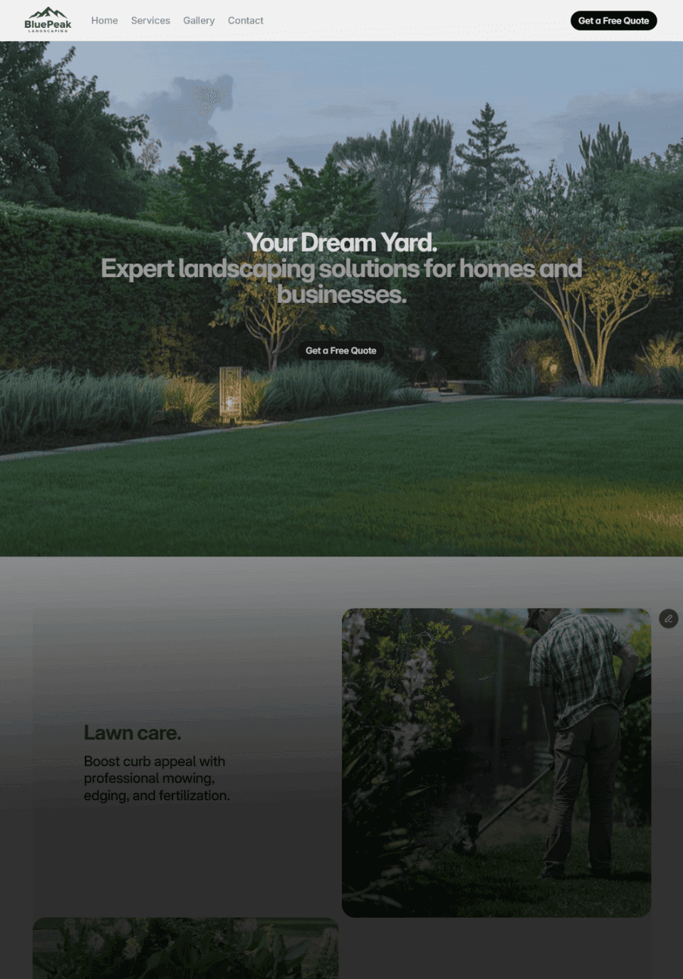 Homepage of Bluepeak's Framer website.