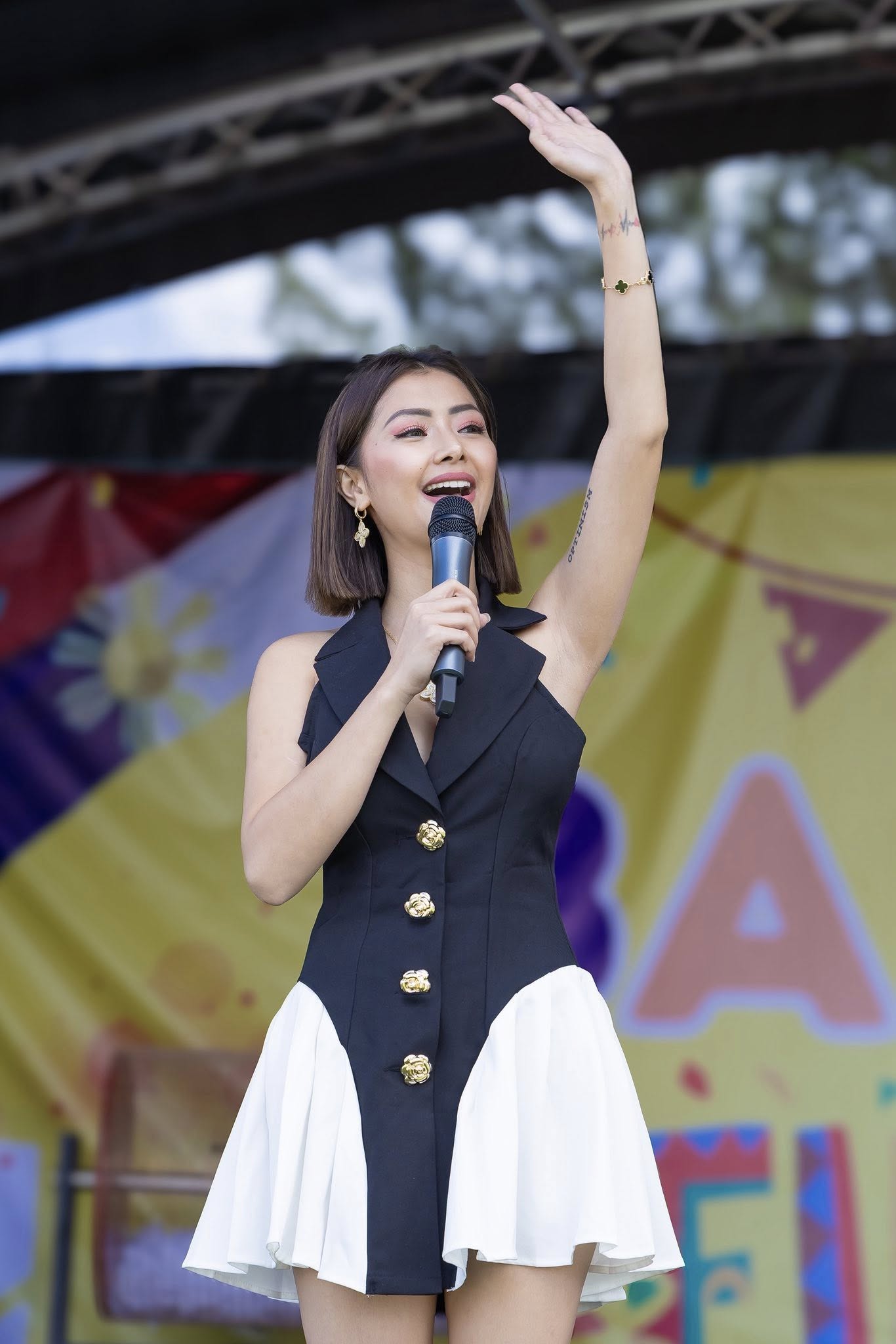 Woman dancing at outdoor event