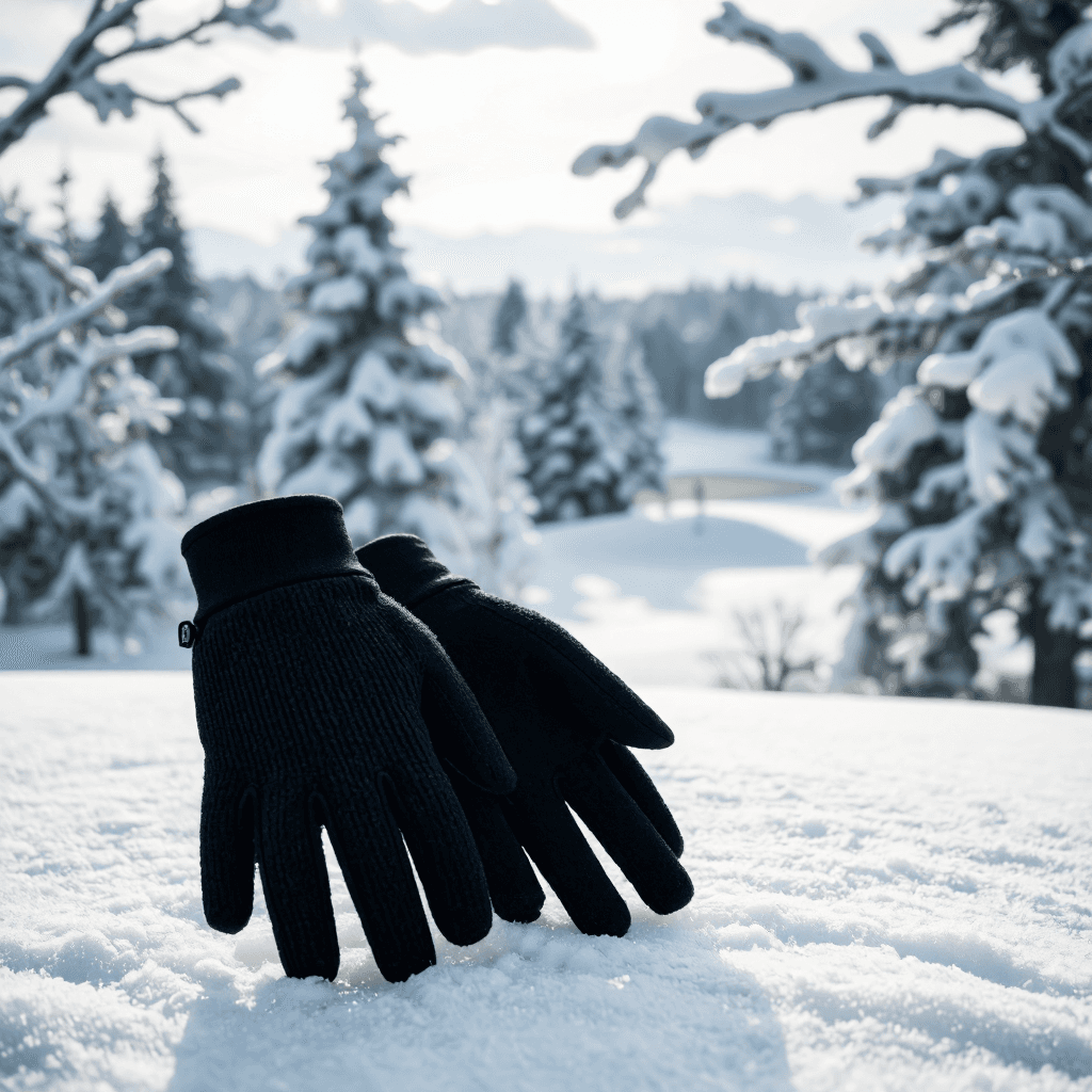 product photography of a pair of sports gloves designed for grip and warmth