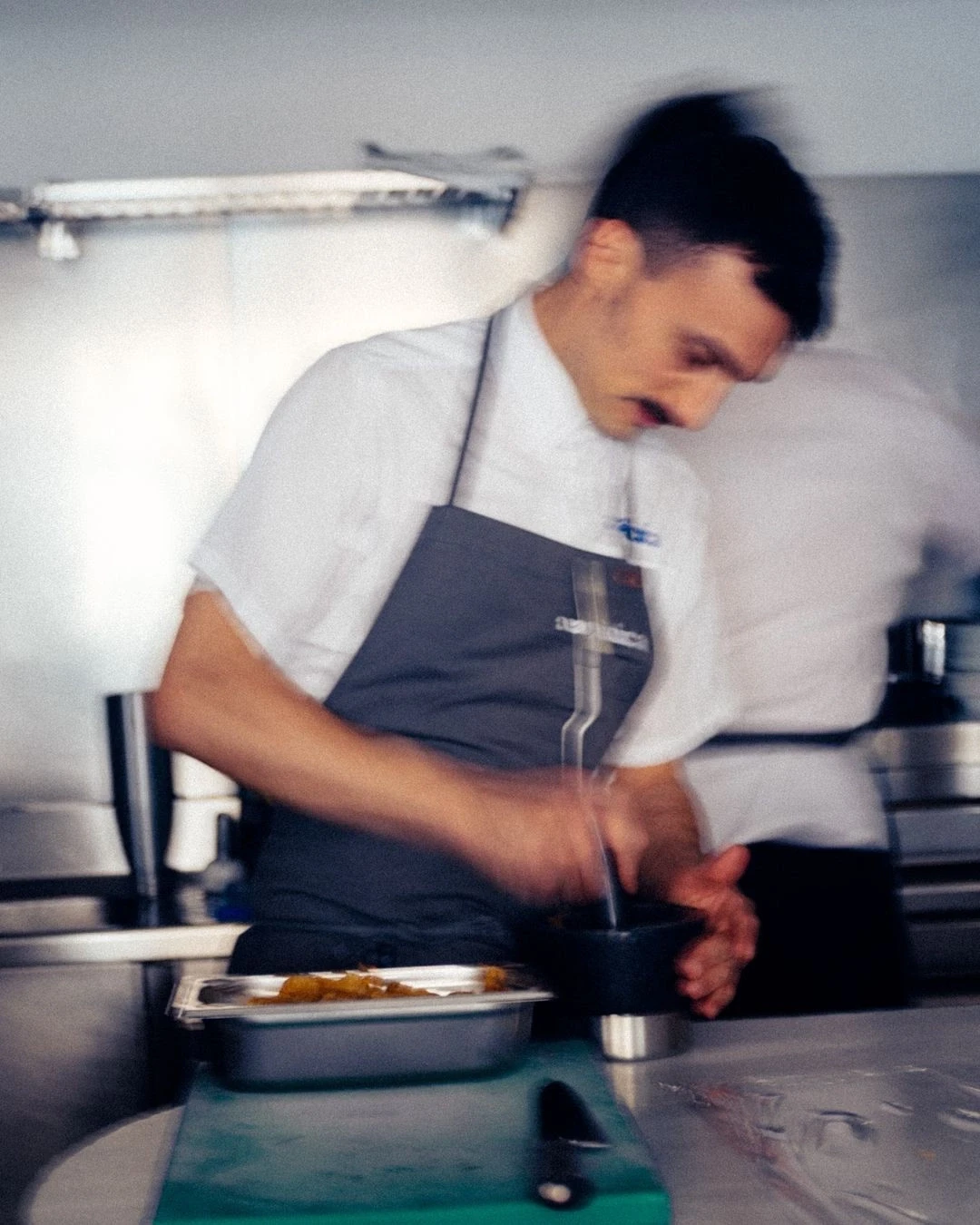A restaurant team at work — Count once, on a phone