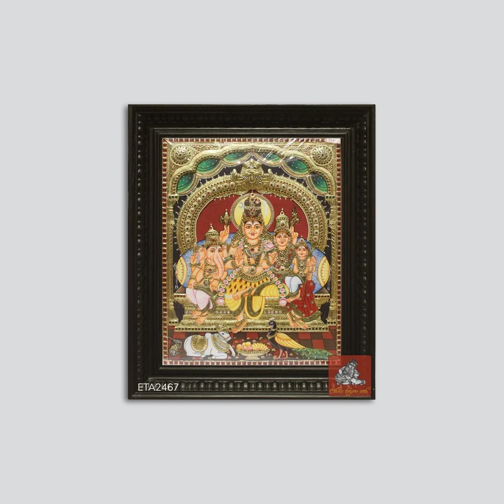 Shiva Parvathi Family Tanjore Painting